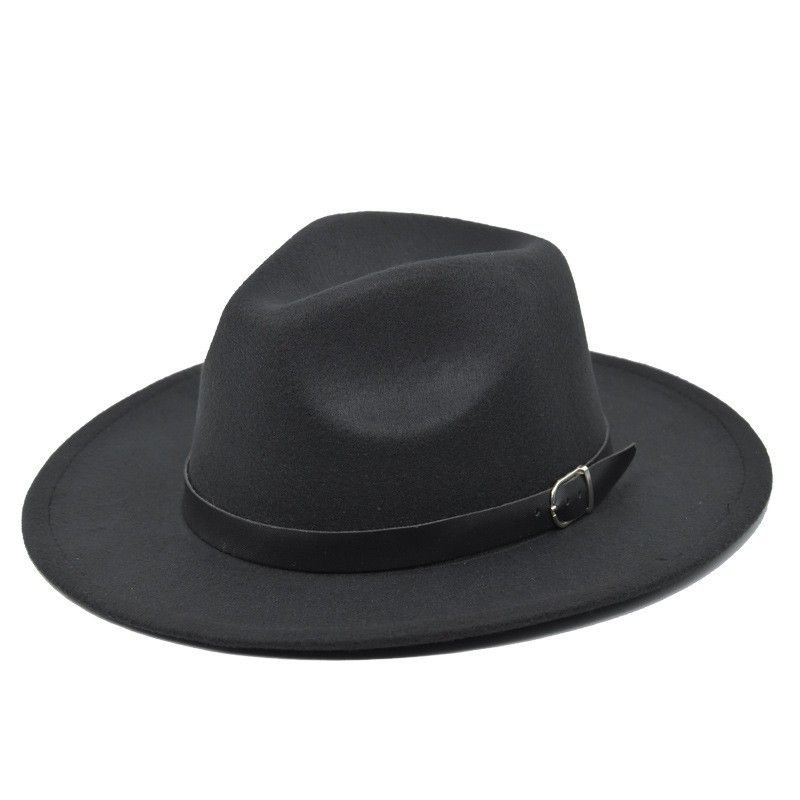 Women Fashion Casual British Style Wool Belt Brimmed Hat