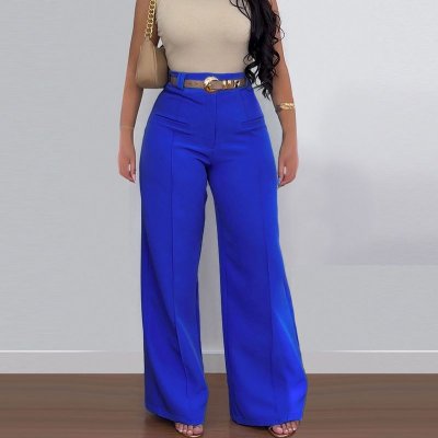 Women Casual Solid Color Loose Wide-Leg Pants