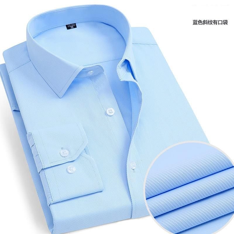 Men Fashion Casual Business Basic Solid Color Plus Size Long Sleeve Lapel Shirt