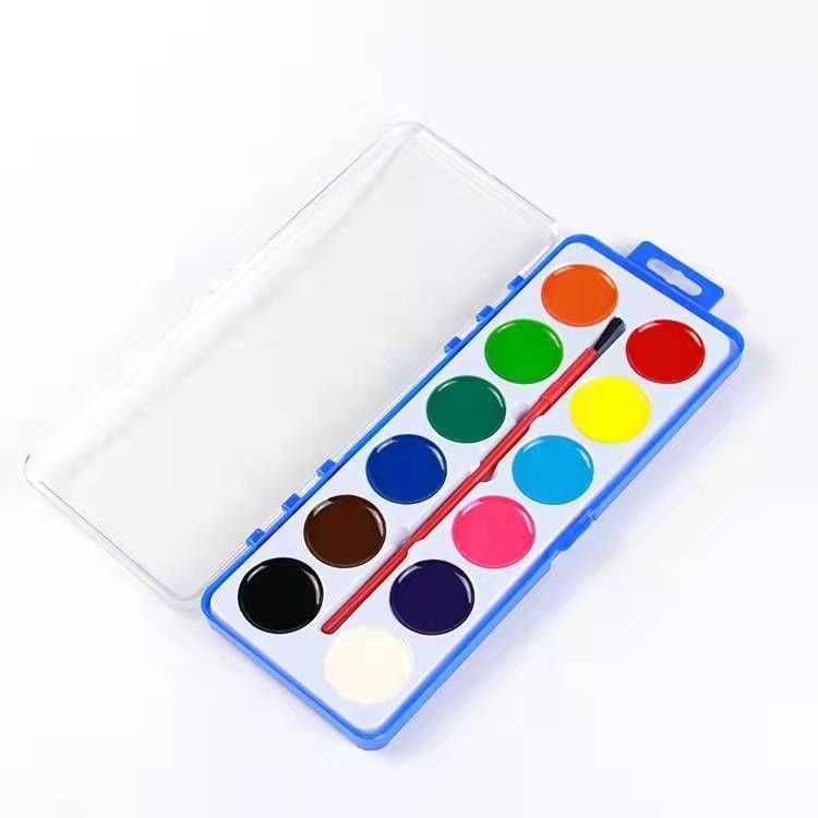 Children'S Art Pigment 12 Color Large Plate Semi-Dry Pigment Solid Powder Cake Painting Suit Gouache Pigment