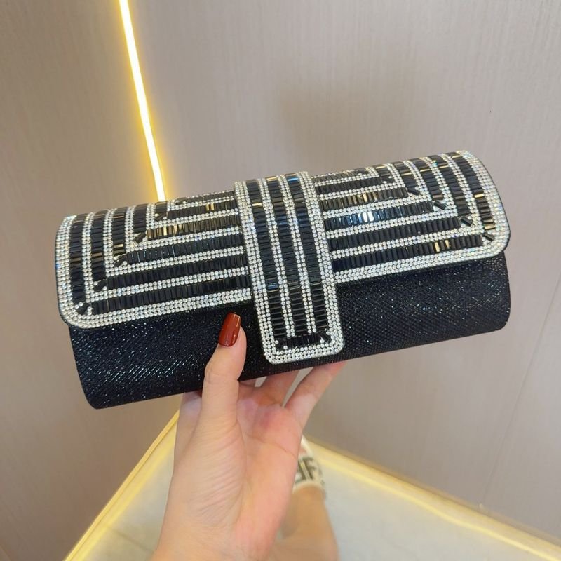 Women Fashion Rhinestone Clap Chain Evening Bag