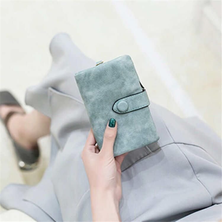 Women Fashion Solid Color Tirfold Muti-card Holder Wallet