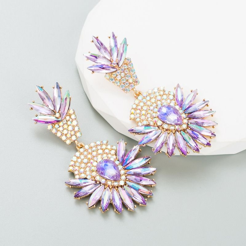 Bohemian National Style Exaggerated Alloy Rhinestone Earrings