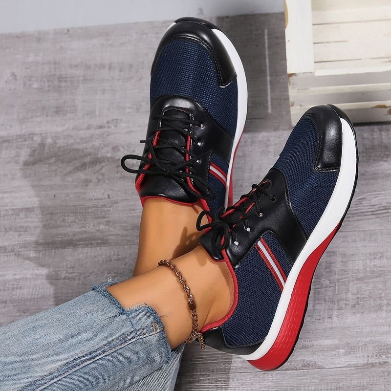 Women Casual Plus Size Breathable Lace-Up Round Toe Sneaker