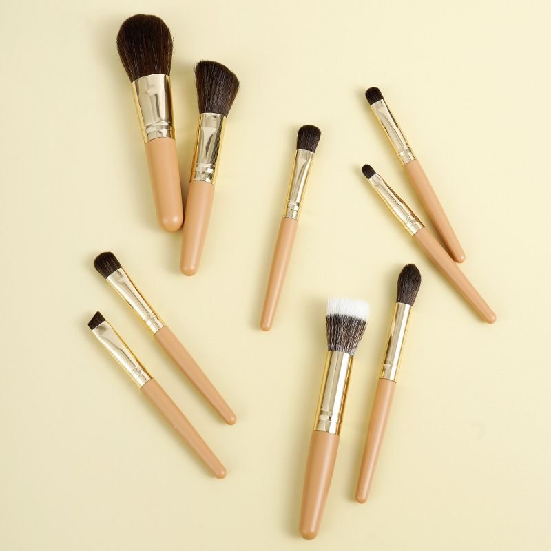 Women Portable Mini 9 Powder Cosmetic Brush Set