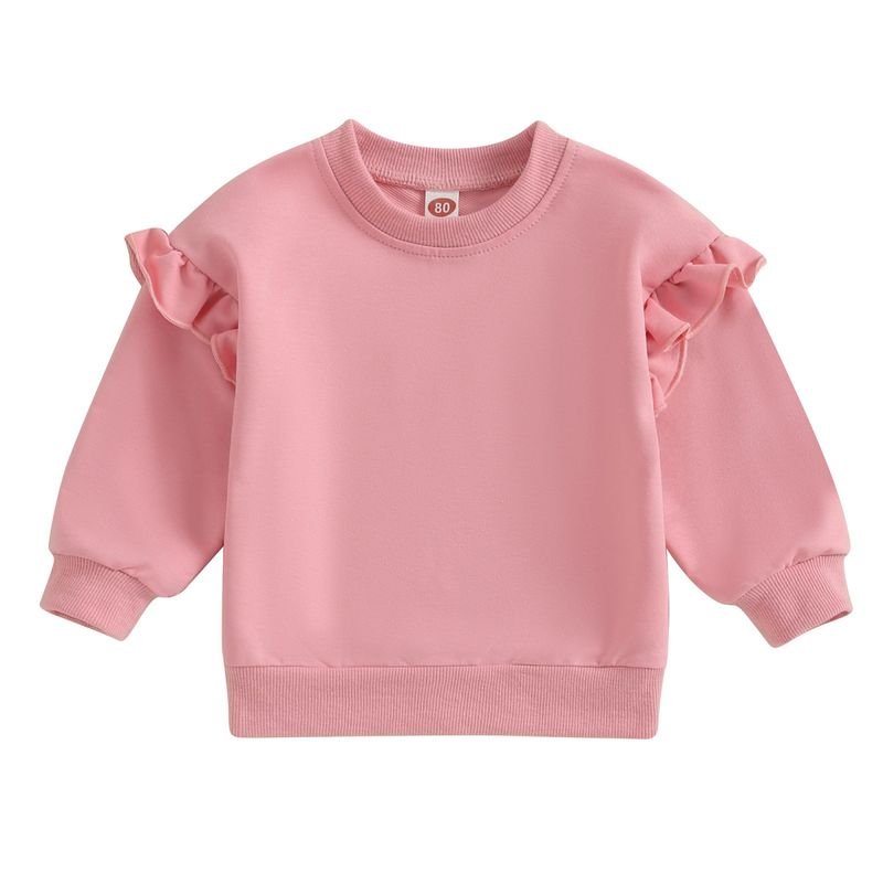 Autumn And Winter Kids Toddler Girls Solid Color Sweatshirt