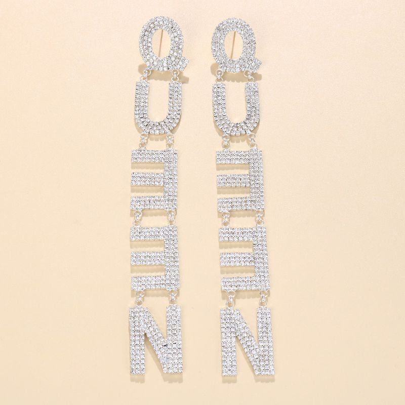 Exaggerated Fashion Rhinestone Letter Earrings