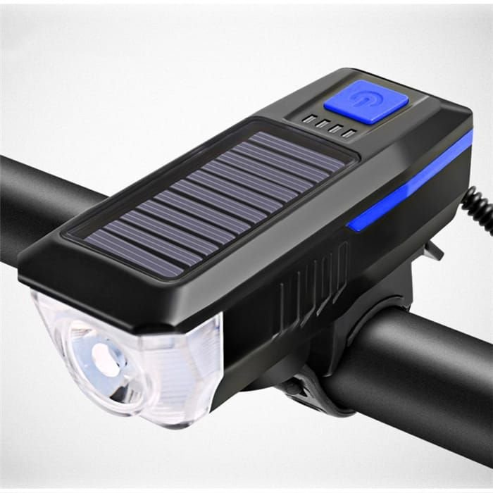 Mountain Bicycle Solar USB Rechargeable Glare Flashlight