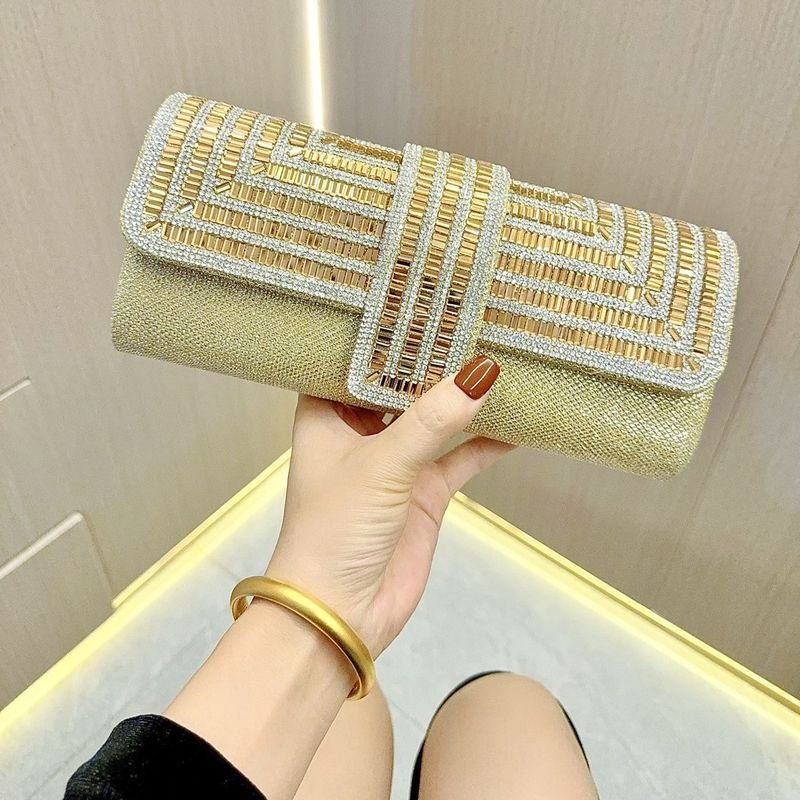 Women Fashion Rhinestone Clap Chain Evening Bag