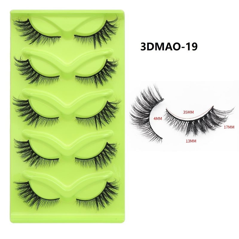 Women Simple Thick Three-Dimensional Eye Tail Elongated False Eyelashes Five Pairs