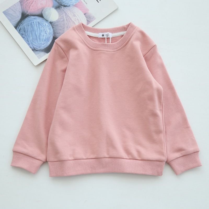 Girls Boys Toddler Kids Solid Color Autumn Clothes Macaron Cotton Terry Pullover Sweatshirt Custom