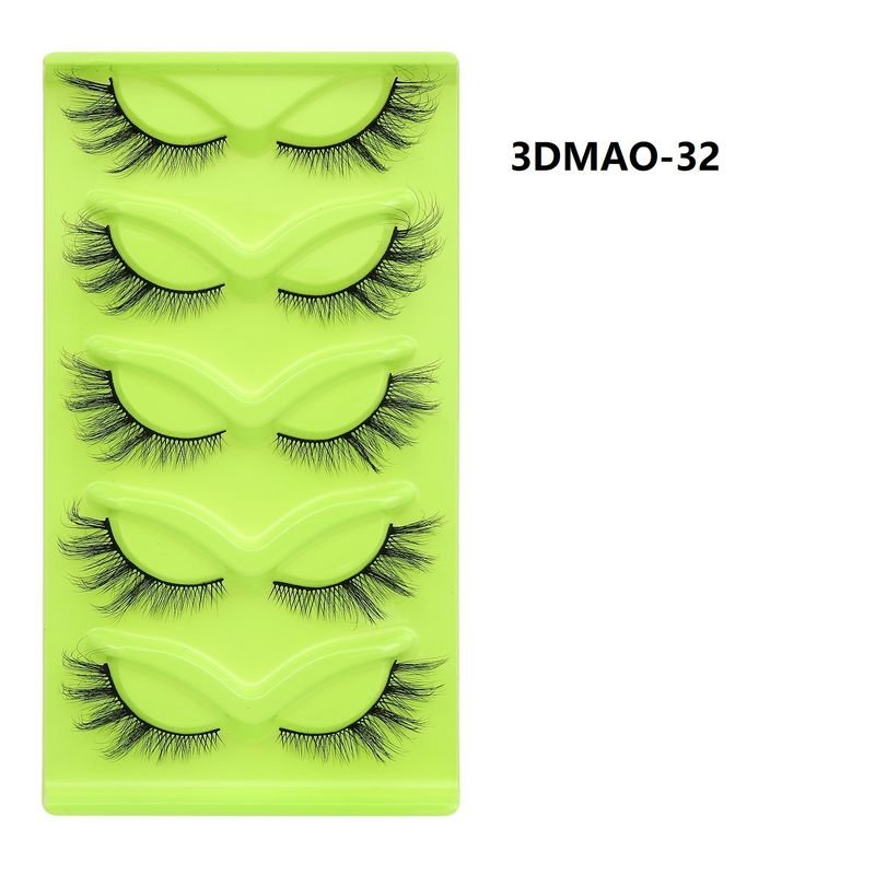 Women Simple Thick Three-Dimensional Eye Tail Elongated False Eyelashes Five Pairs