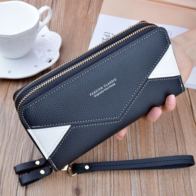 Women Fashion Long Sleeve Double Zipper PU Purses