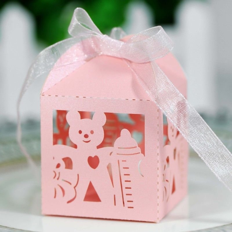 Simple Creative Laser Hollow Bear Bottle Wedding Candy Packaging Box