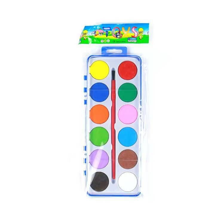 Children'S Art Pigment 12 Color Large Plate Semi-Dry Pigment Solid Powder Cake Painting Suit Gouache Pigment