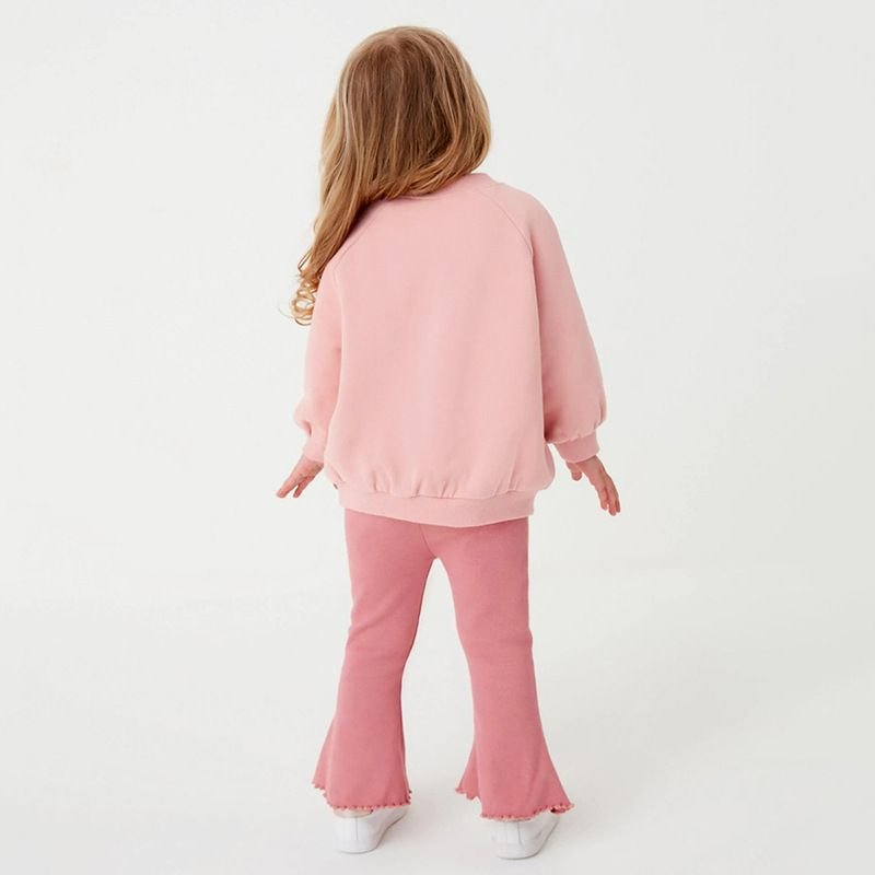 Kids Toddler Big Girls Autumn Winter Fashion Casual Simple Solid Color Letter Sweater Flare Trousers Set