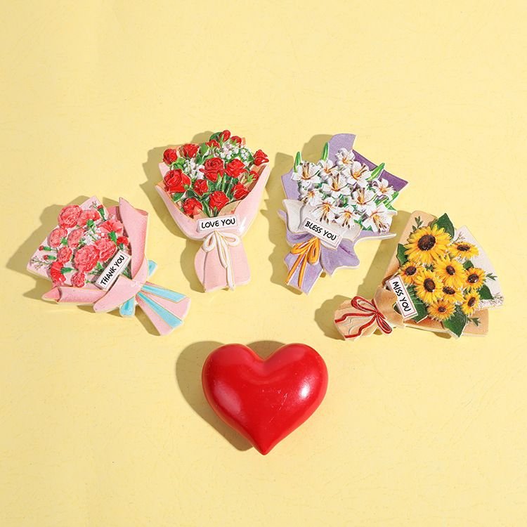 Simple Creative Home Three-Dimensional Tulip Bouquet Resin Refrigerator Magnets