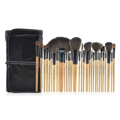 32pcs/set PU Bag Packed Natural Color Wooden Handle Nylon Brushes