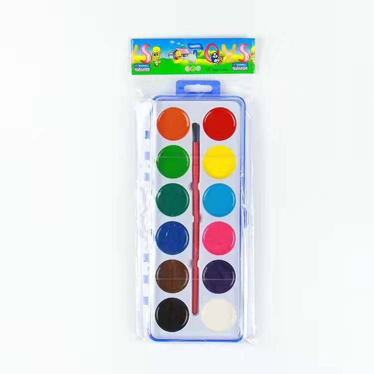 Children'S Art Pigment 12 Color Large Plate Semi-Dry Pigment Solid Powder Cake Painting Suit Gouache Pigment