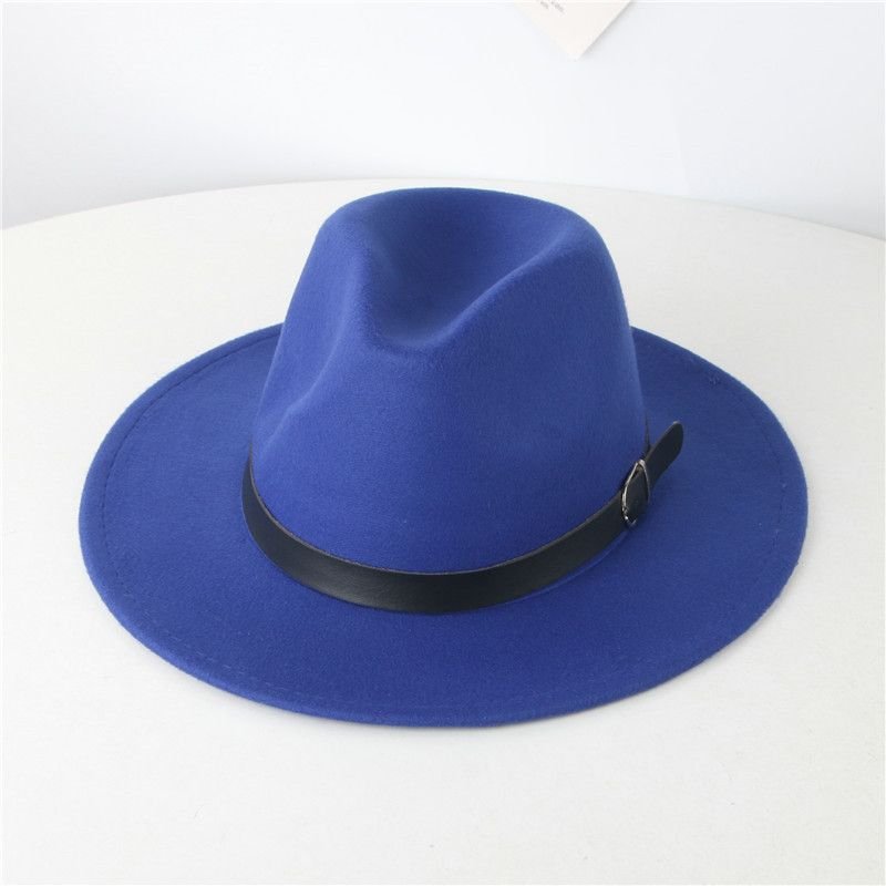 Women Fashion Casual British Style Wool Belt Brimmed Hat