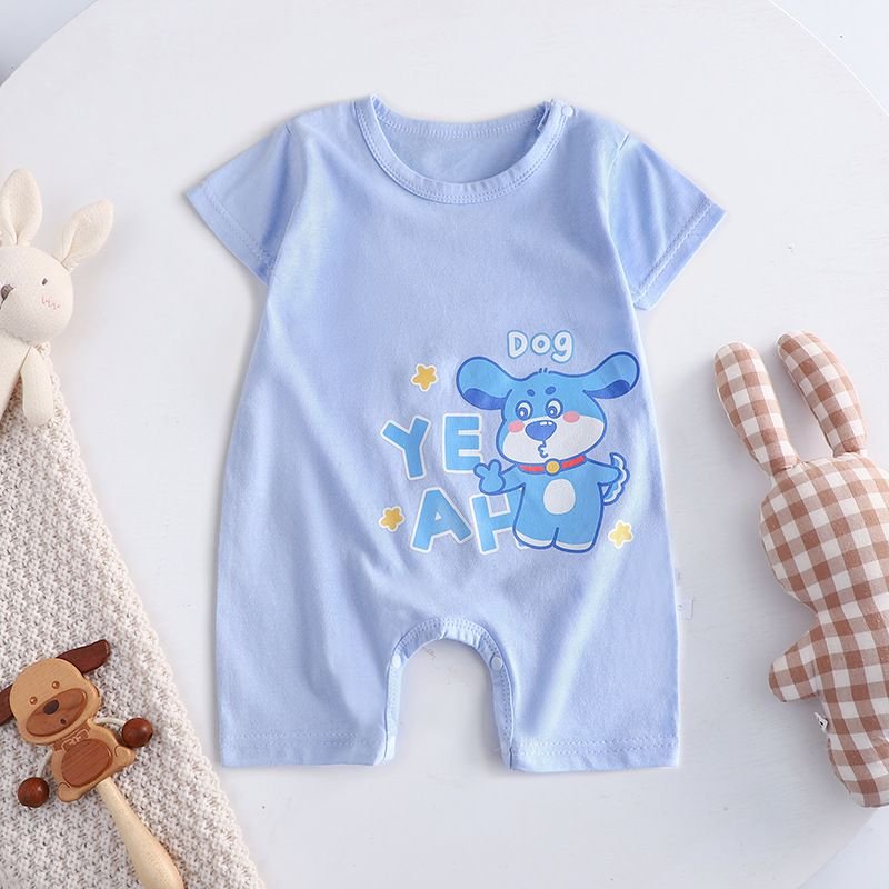 Kids Baby Boys Girls Casual Cute Cartoon Print Short Sleeve Romper