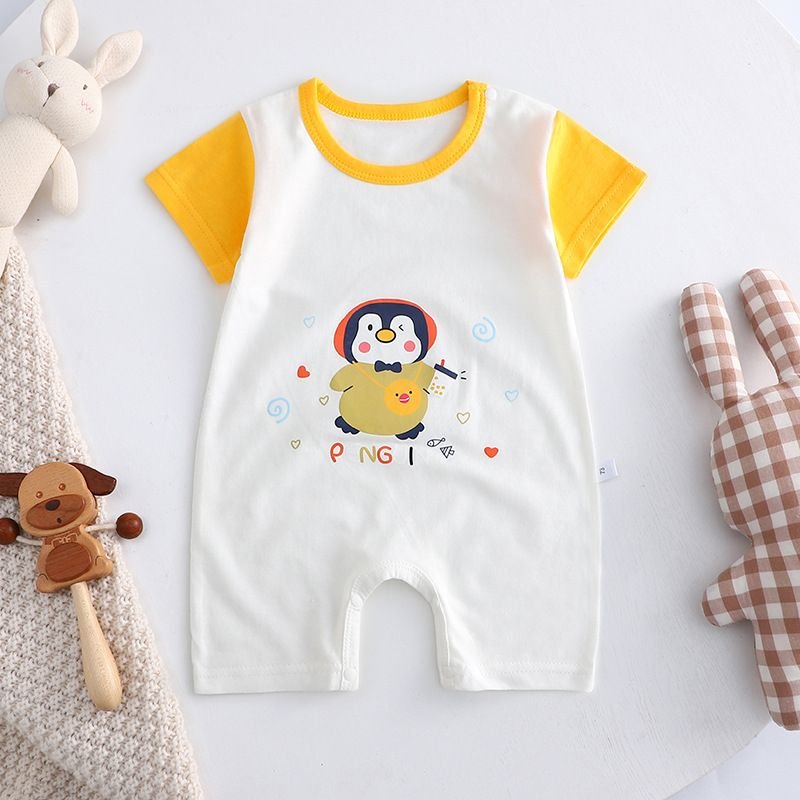 Kids Baby Boys Girls Casual Cute Cartoon Print Short Sleeve Romper