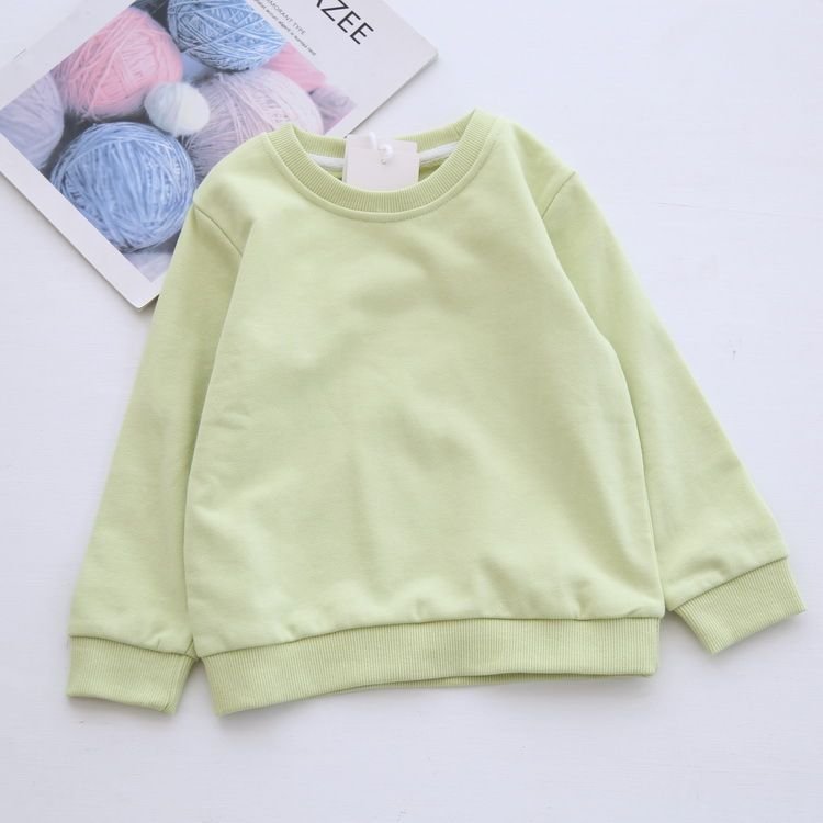 Girls Boys Toddler Kids Solid Color Autumn Clothes Macaron Cotton Terry Pullover Sweatshirt Custom