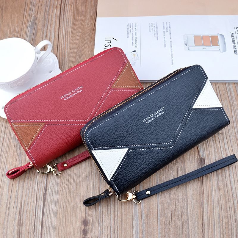 Women Fashion Long Sleeve Double Zipper PU Purses