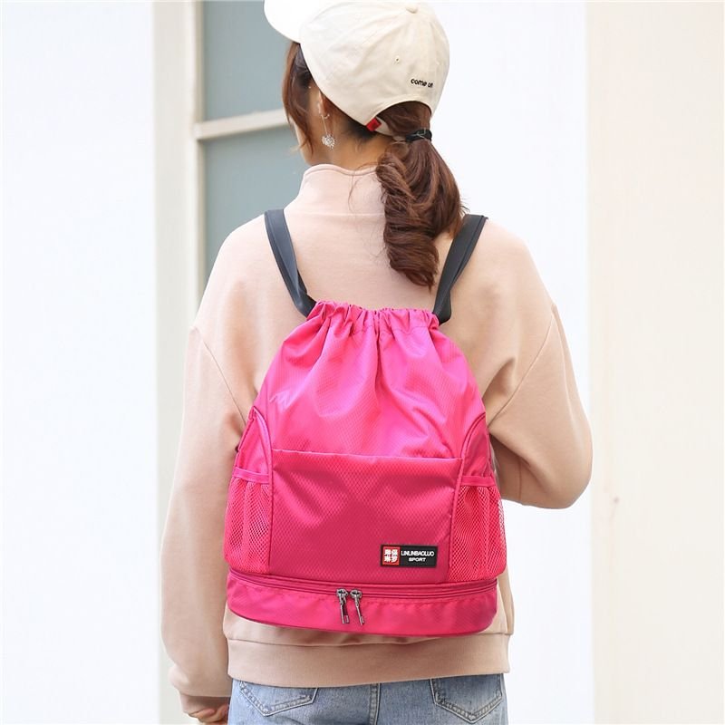 Men And Women Wet And Dry Separation Drawstring Pocket Sports Backpack