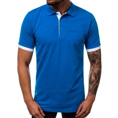 Men Fashion Casual Basic Color Matching Short Sleeve Lapel POLO Shirt