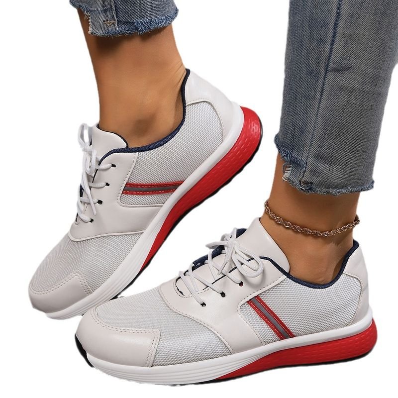 Women Casual Plus Size Breathable Lace-Up Round Toe Sneaker