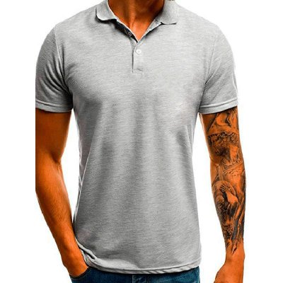 Men Fashion Casual Basic Solid Color Short Sleeve Lapel POLO Shirt