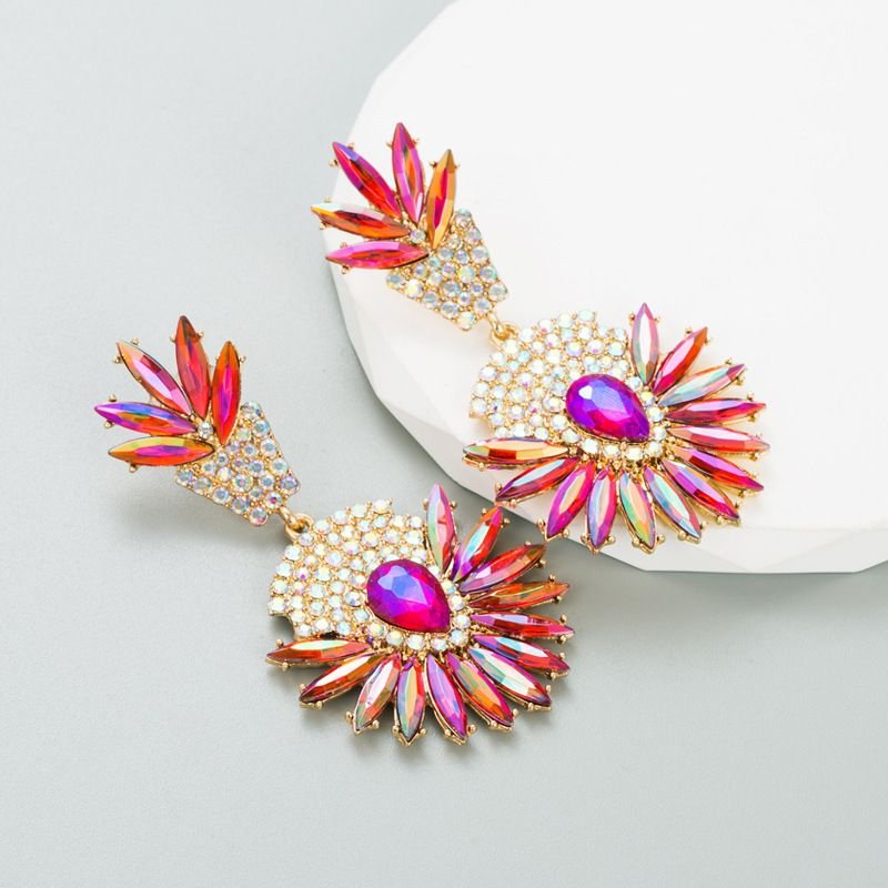 Bohemian National Style Exaggerated Alloy Rhinestone Earrings