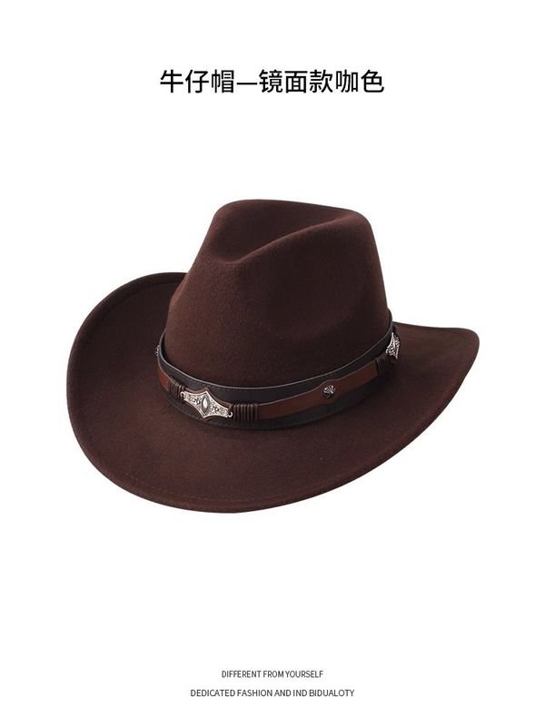 Retro Western Spring And Summer Woolen Cowboy Hat