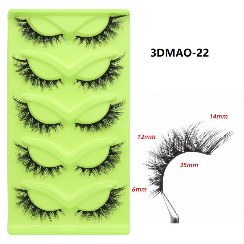 Women Simple Thick Three-Dimensional Eye Tail Elongated False Eyelashes Five Pairs