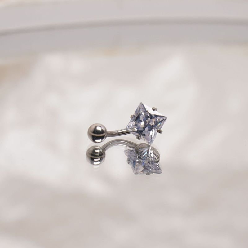 Women Fashion Star Heart-Shaped Rhinestone Stainless Steel Navel Nail Body Piercing Jewelry