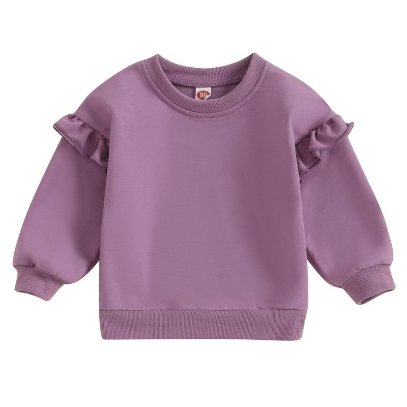 Autumn And Winter Kids Toddler Girls Solid Color Sweatshirt