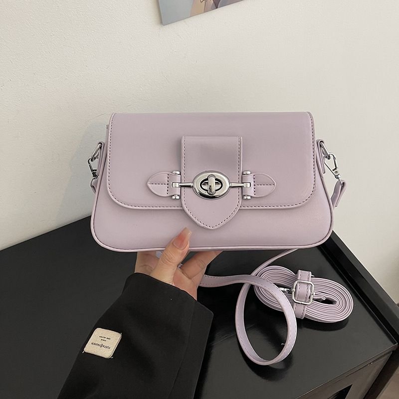 Women Fashion Casual Square Flap Lock Shoulder Bag