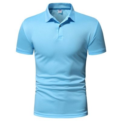 Men Casual Solid Color Lapel Short Sleeve Polo Shirt