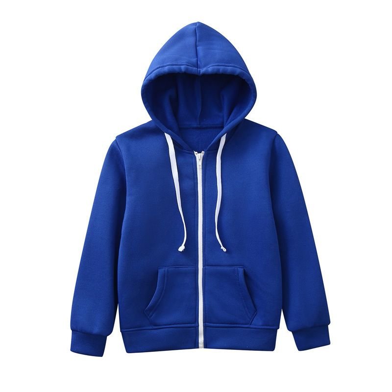 Autumn And Winter Children'S Kids Zipper Solid Color Hoodie Custom