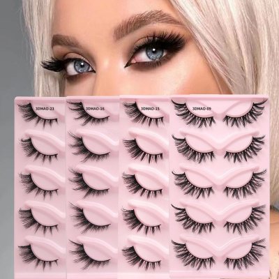 Women Fashion Thick Eye Tail Elongated False Eyelashes Five Pairs