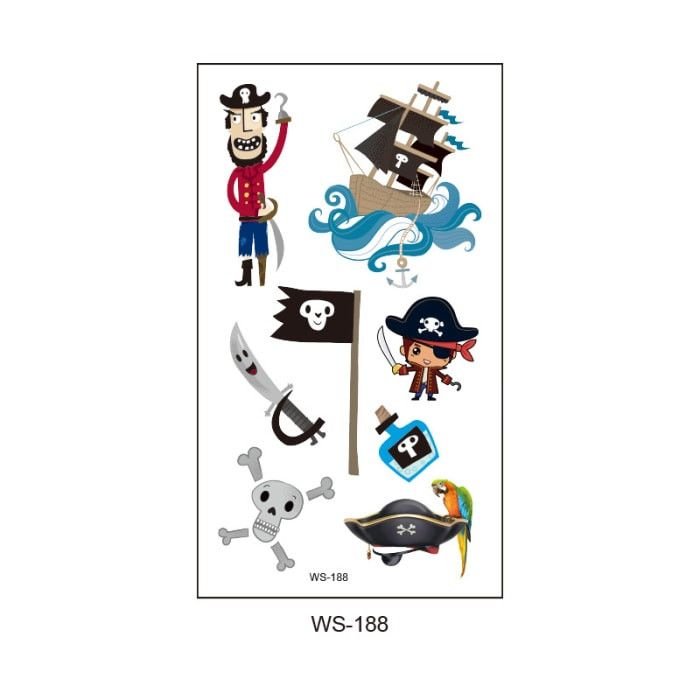 Kids Pirate Pattern Waterproof Tattoo Sticker