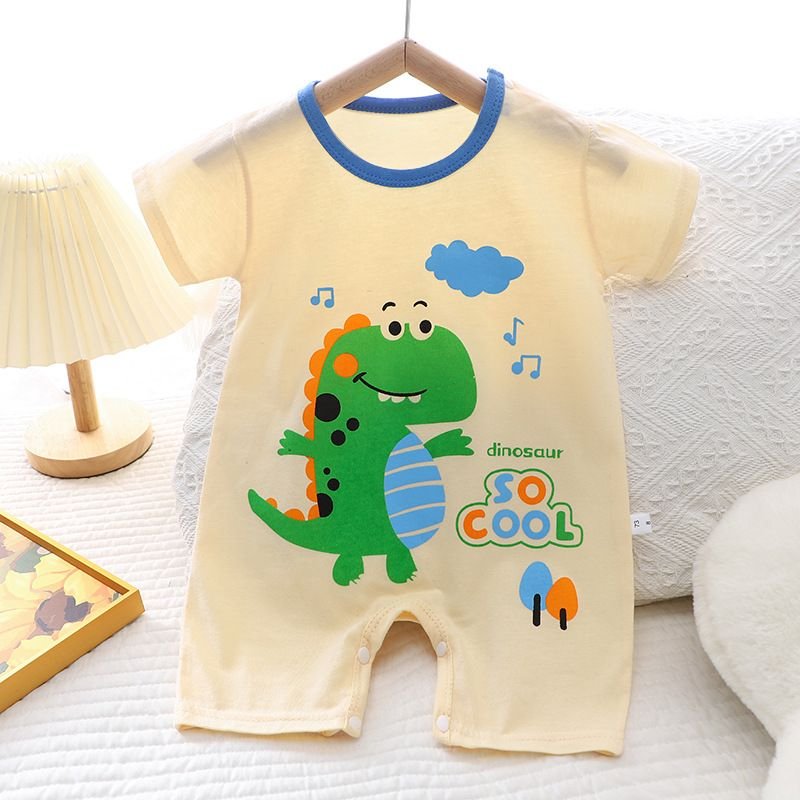 Kids Baby Boys Girls Casual Cute Cartoon Print Short Sleeve Romper