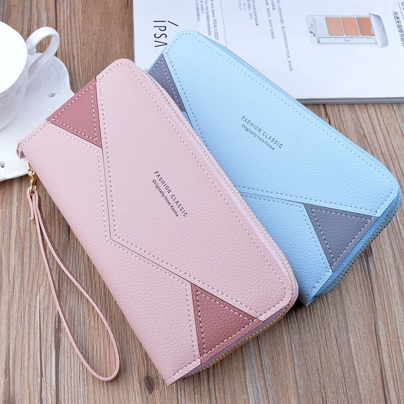 Women Fashion Long Sleeve Double Zipper PU Purses