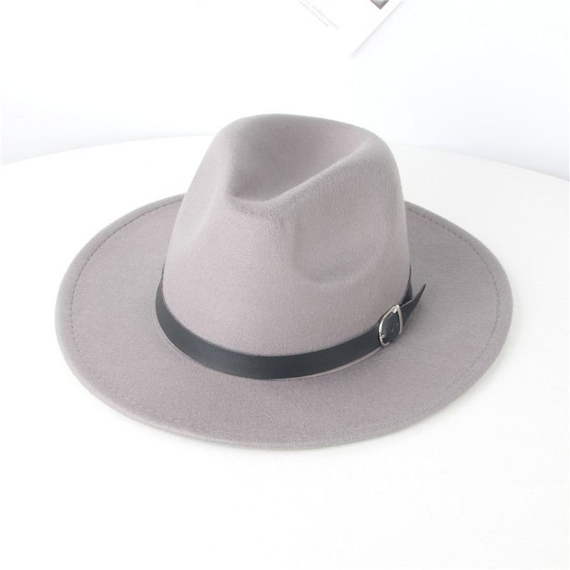 Women Fashion Casual British Style Wool Belt Brimmed Hat