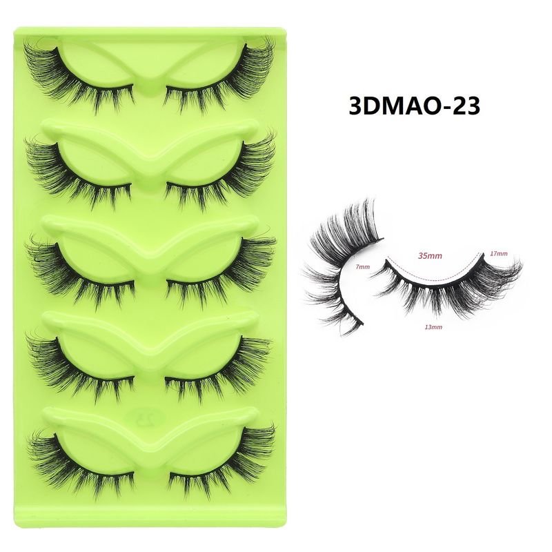 Women Simple Thick Three-Dimensional Eye Tail Elongated False Eyelashes Five Pairs