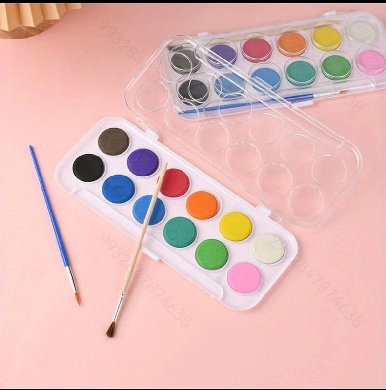 Children'S Art Pigment 12 Color Large Plate Semi-Dry Pigment Solid Powder Cake Painting Suit Gouache Pigment