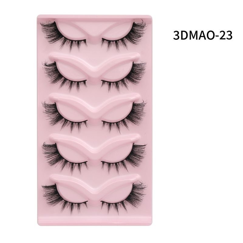 Women Fashion Thick Eye Tail Elongated False Eyelashes Five Pairs