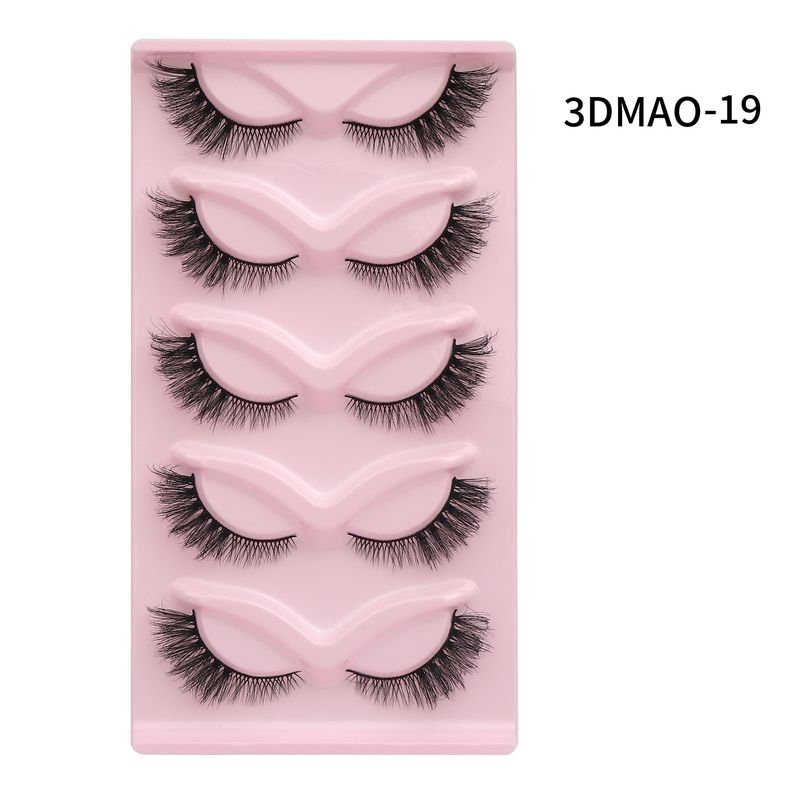 Women Fashion Thick Eye Tail Elongated False Eyelashes Five Pairs