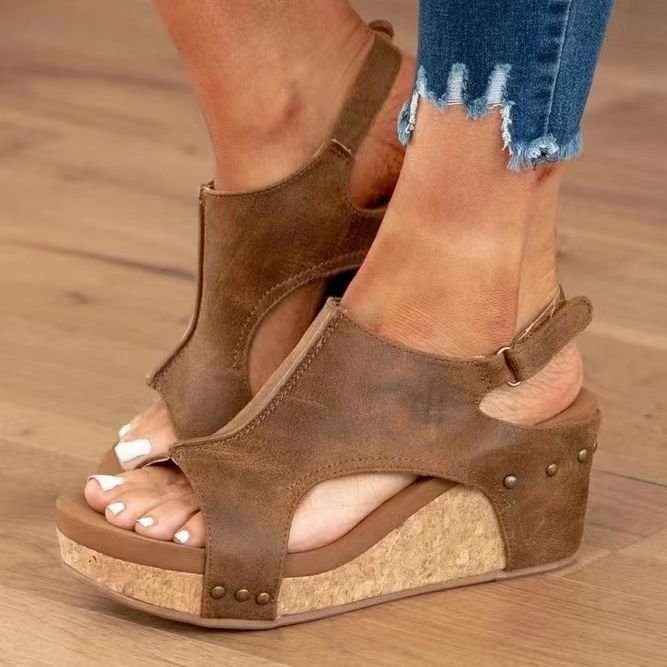 Women Summer Fashion Retro Platform Wedge Heel Plus Size Sandals